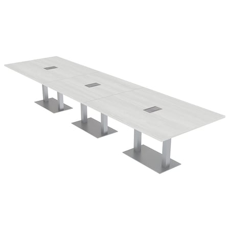 Skutchi Designs 45 in W, 165.75 in L, 29 in H, Engineered Wood Top, White HAR-REC-48x168-DOU-ELEC-WHCYPRESS
